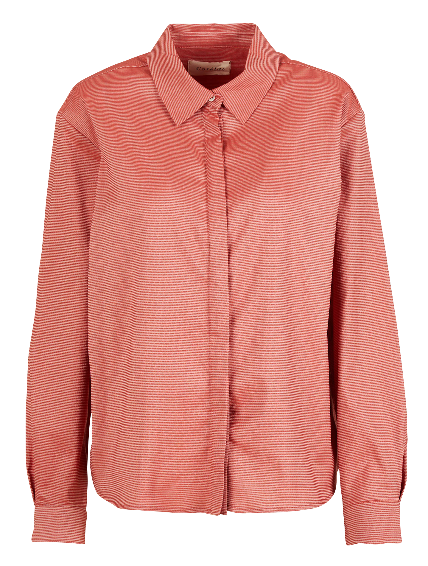JANE - Chemise droite gaufrée en coton mélangé | Rouge