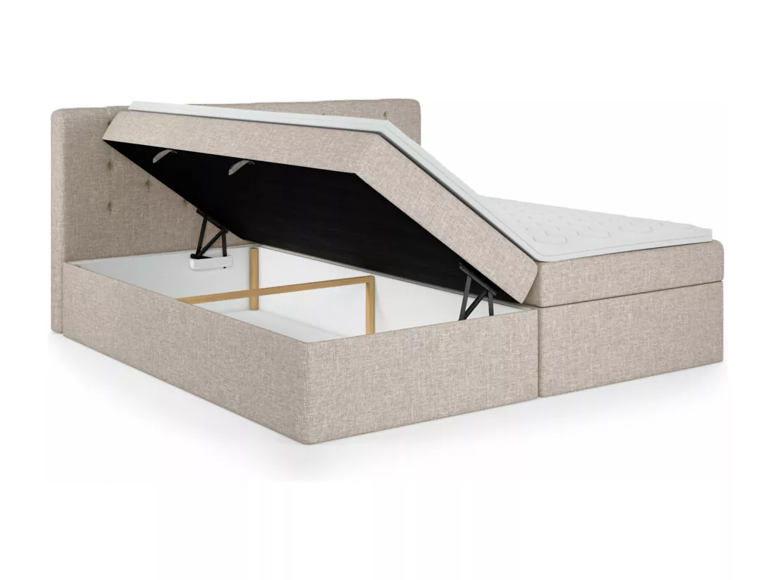 LIT BOXSPRING avec surmatelas Merano 140x200 cm, beige