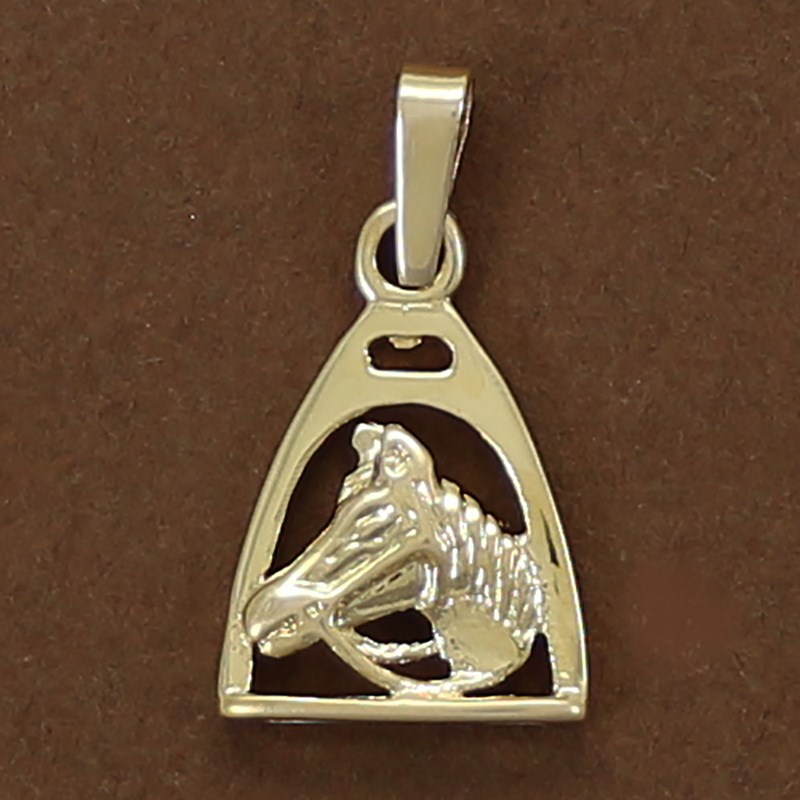 Pendentif cheval étrier et tête de cheval - Plaqué or