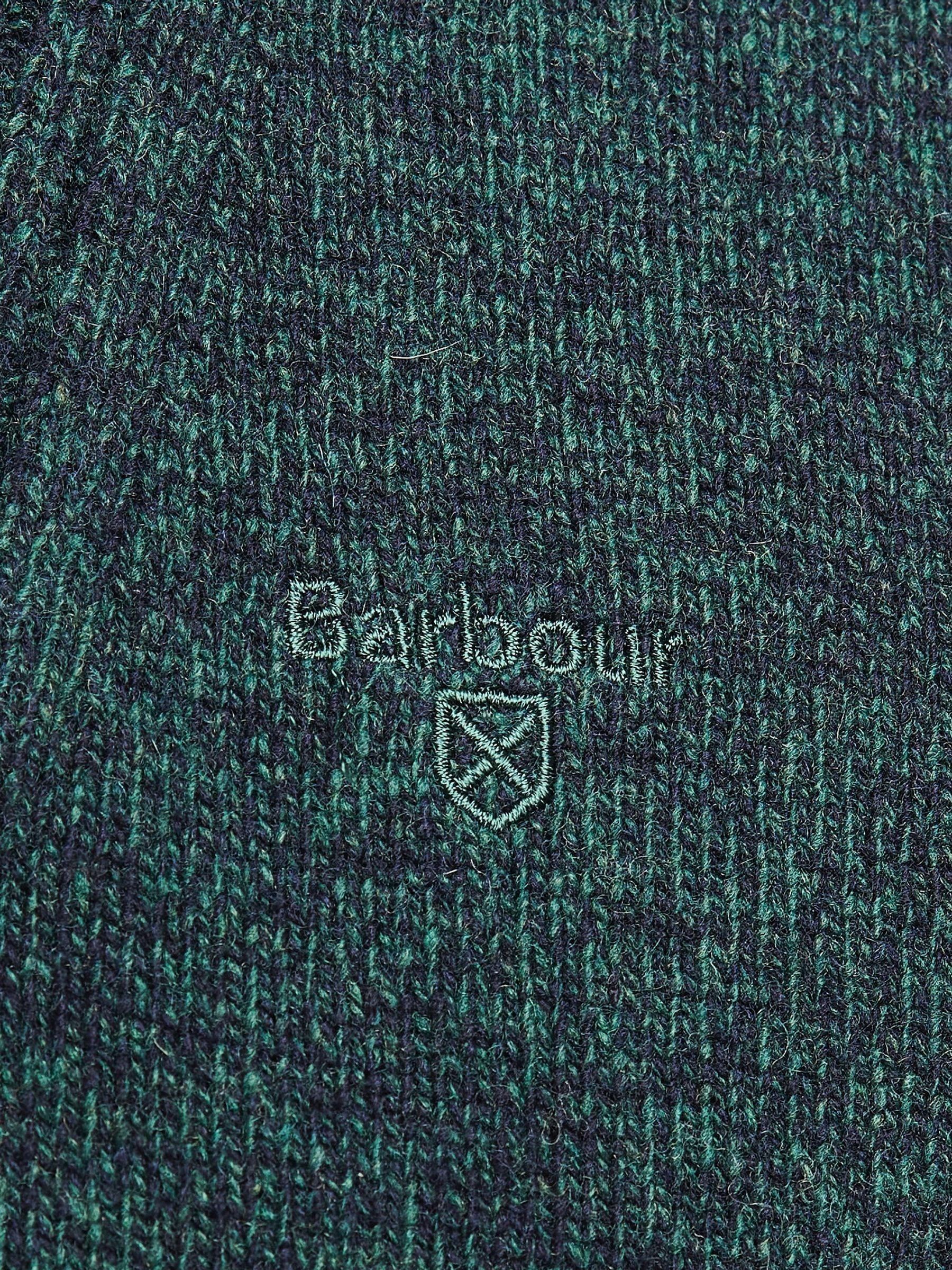 Groen - Barbour® lamswollen trui met kwartrits