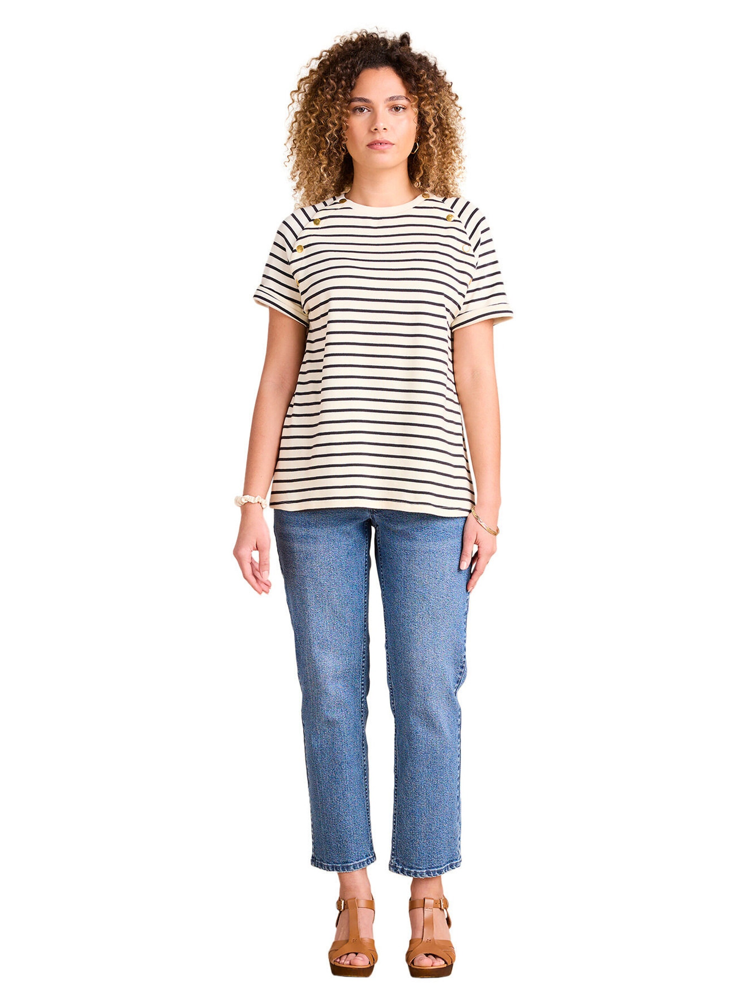 Envie de Fraise Bio-Kollektion: T-Shirt mit Streifen für Schwangerschaft und Stillzeit wollweiß