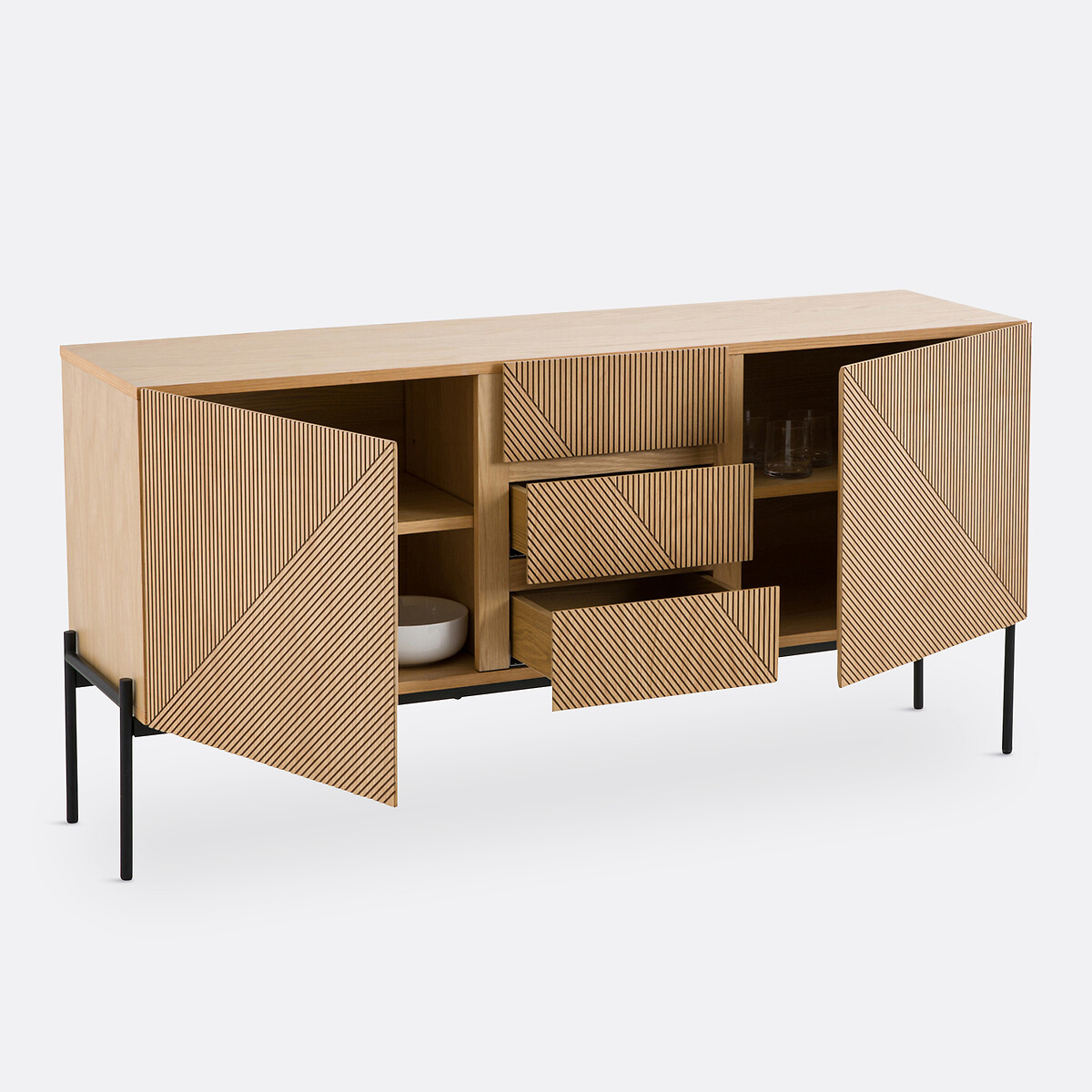 LA REDOUTE INTERIEURS<br>Móvel buffet vintage, 2 portas, 3 gavetas, Lodge