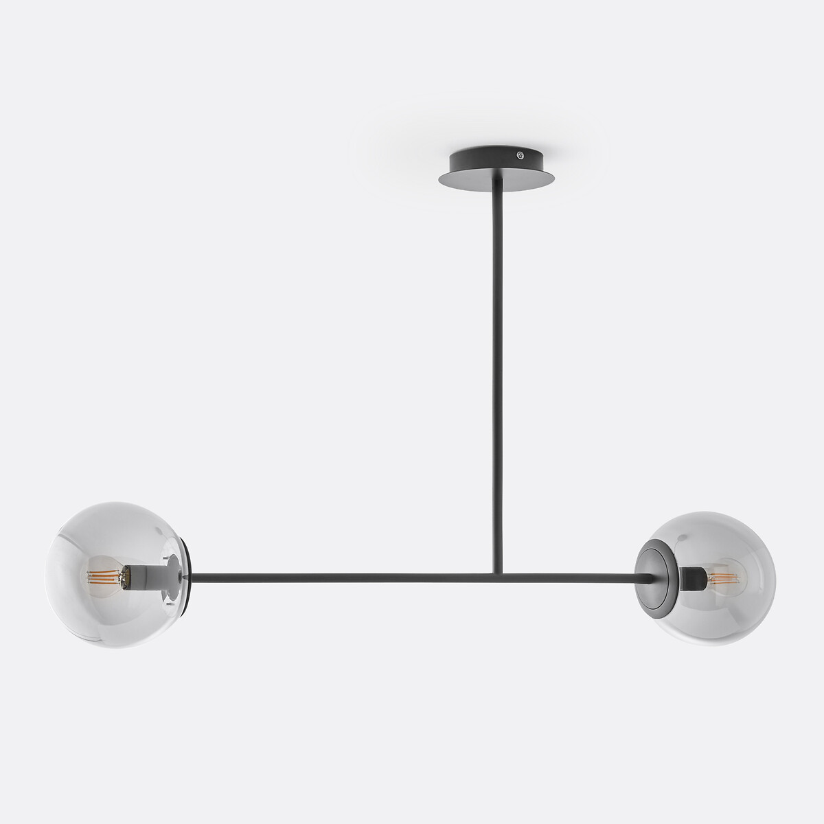 LA REDOUTE INTERIEURS<br>Luminária pendente em metal e vidro fumê, Atea