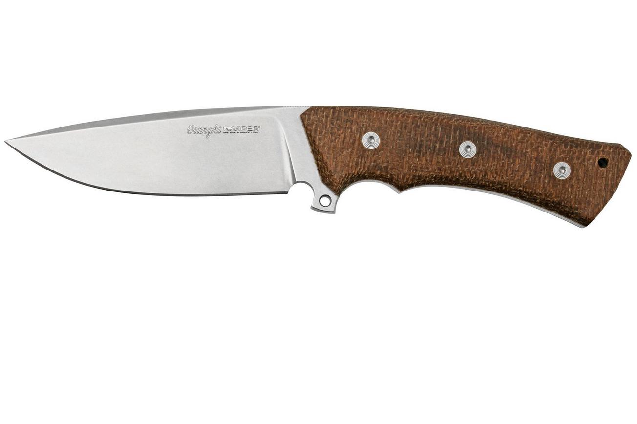 Viper Gianghi V4882IM, N690 Stonewash Brown Micarta, vaststaand mes