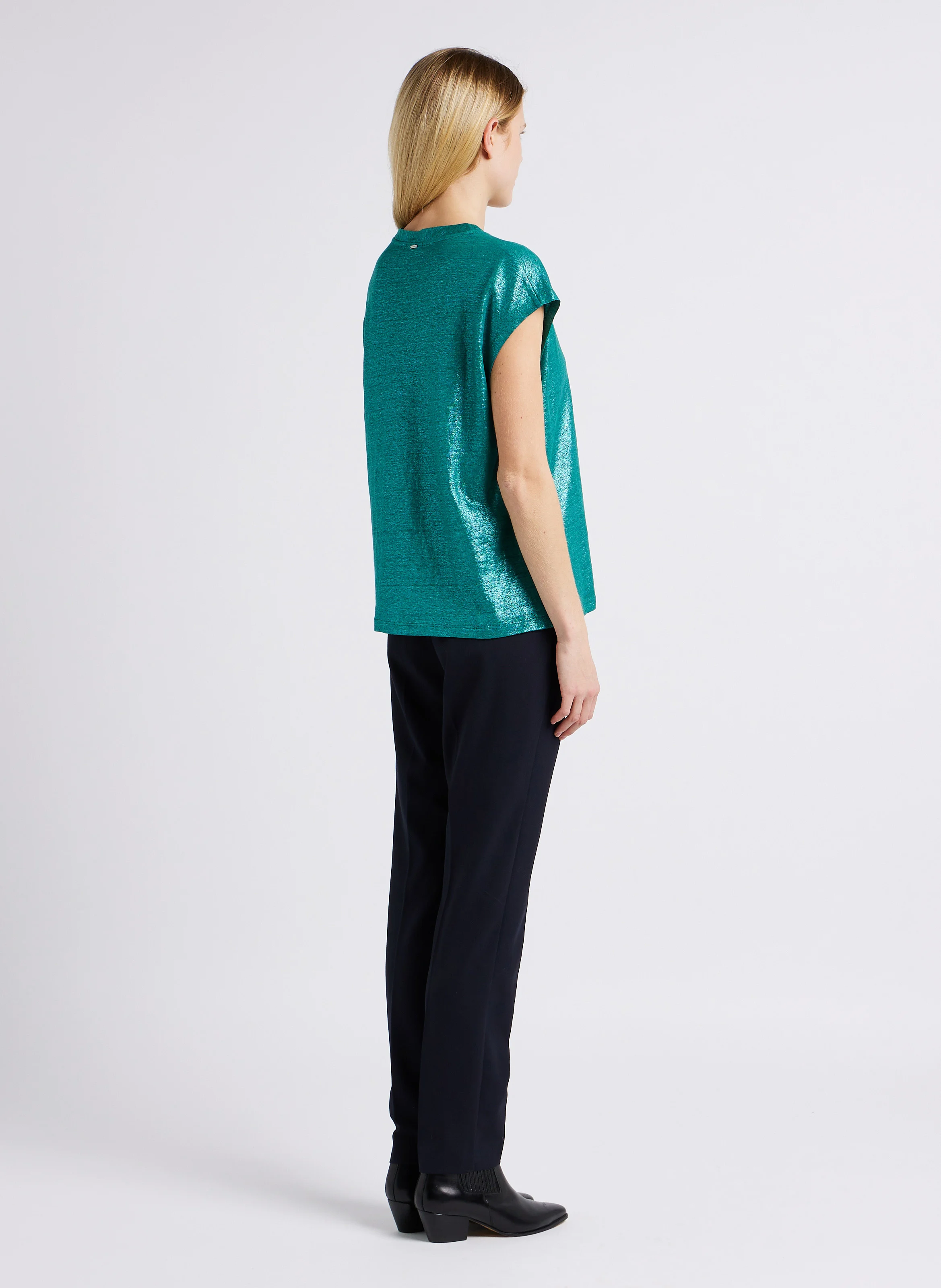 Pantalon à pinces carotte taille haute | Bleu