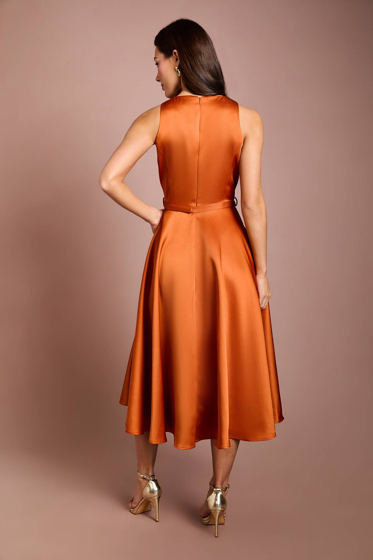 Coast Robe Midi À Col En V Avec Nœud Et Jupe Volumineuse