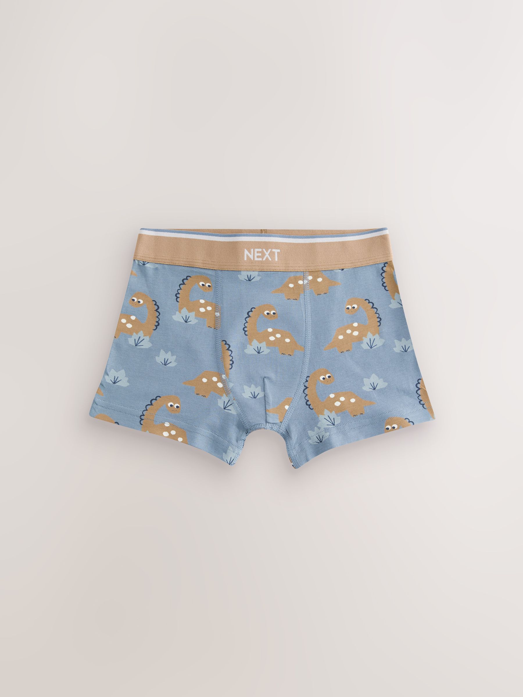 Blauw/bruin met dinoprint - Verpakking van 5 trunks (1,5-12jr)