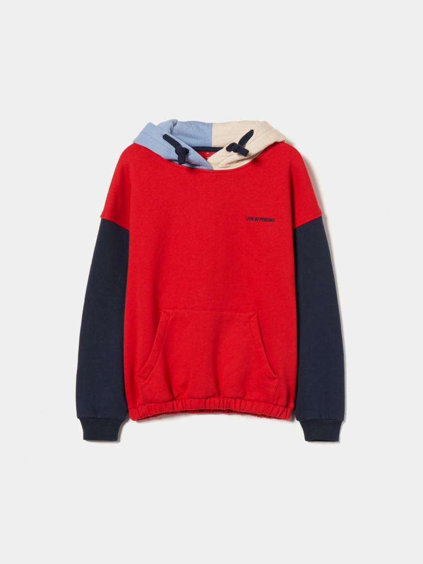 Sweater color block com capuz