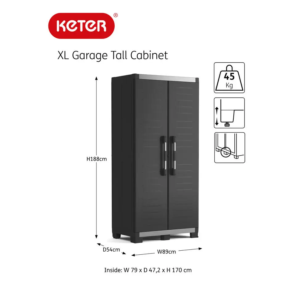 Keter XL Garage Opbergkast hoog - 3 planken
