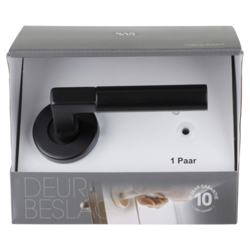 Karwei deurkruk set Stefano rond rozet zwart aluminium