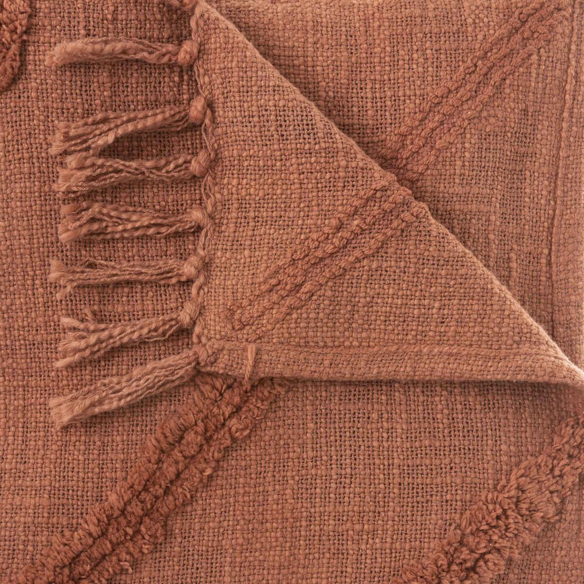 JETE DE LIT TUFTE INCA TERRACOTTA 130X180CM