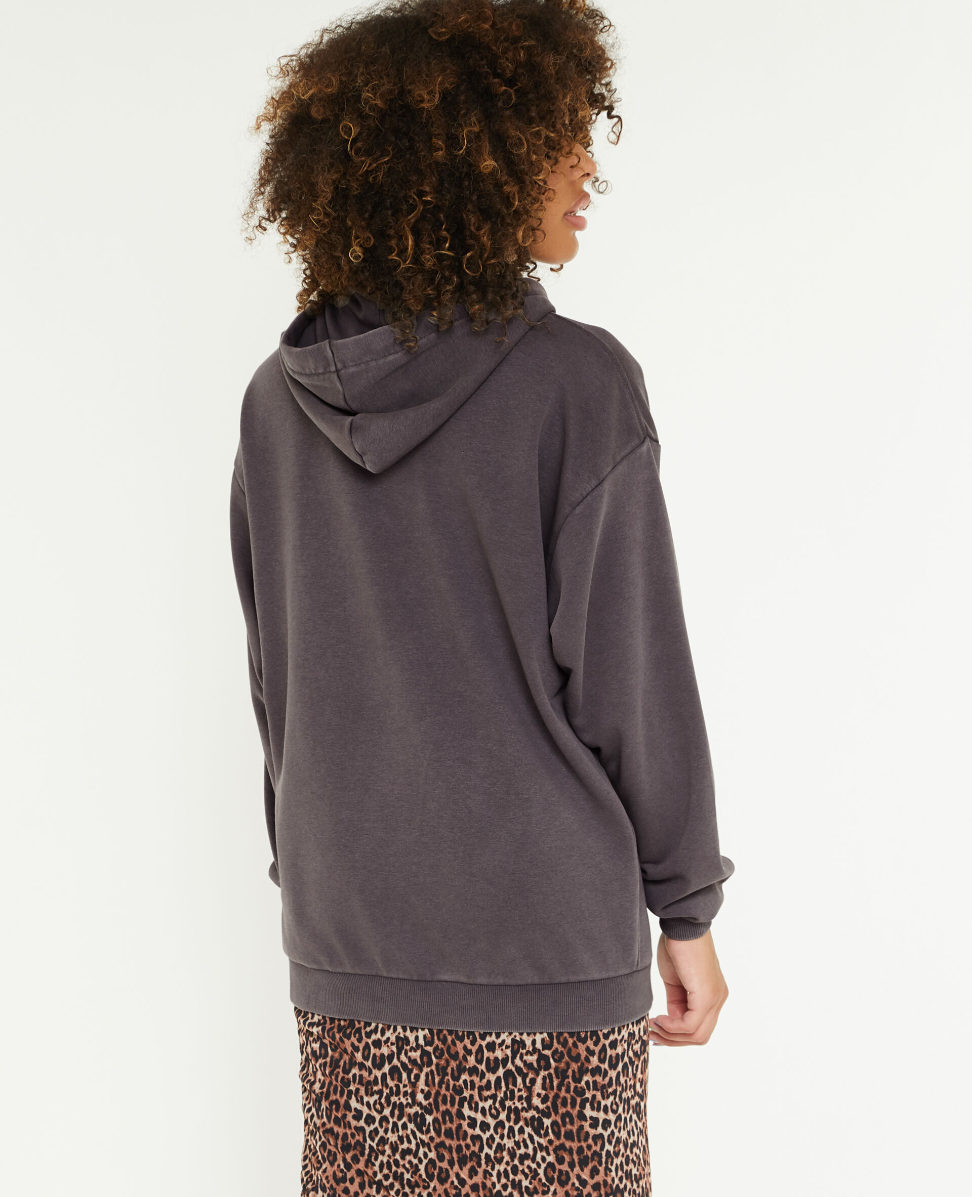Sweat capuche oversize effet lavé - Gris foncé