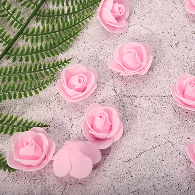 (500er Set) Ø30mm Romantische Blumen Konfetti Schaumstoff Rosen Deko Blumen - Rosa