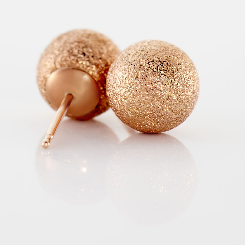 Boucles D'oreilles Puces Fidelia Boule Sablee Or Rose