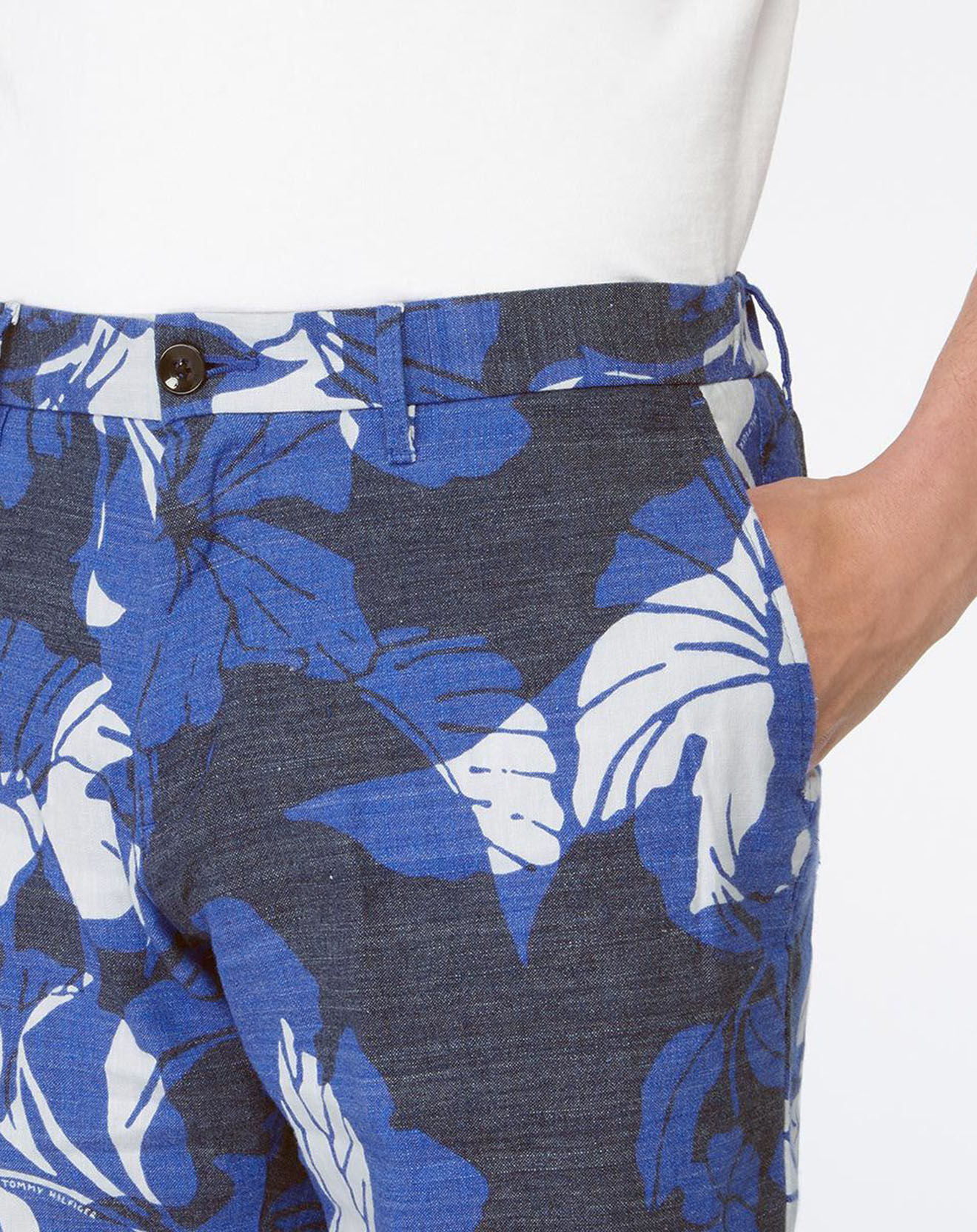 Tommy Hilfiger Bermuda en Lin mélangé Harlem imprimé bleu