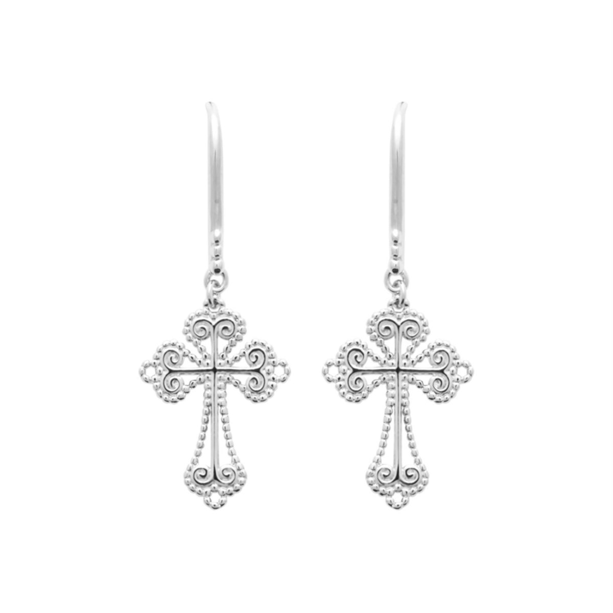 Boucles d'oreilles croix tréflée Argent 925 Rhodié