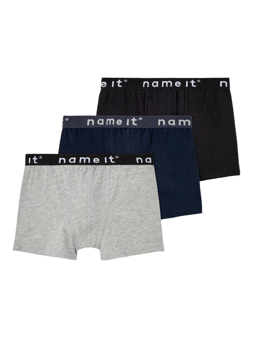 boxershort NKMBOXER - set van 3 donkerblauw/grijs melange/zwart