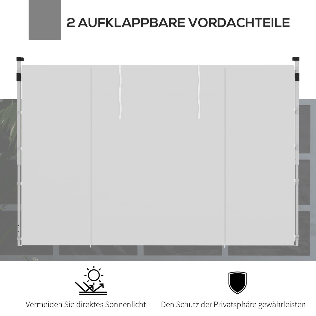 Outsunny 2 zijpanelen/zijwanden voor 3 x 3 / 3 x 6 m paviljoen, 295 cm x 195 cm, Oxford, wit