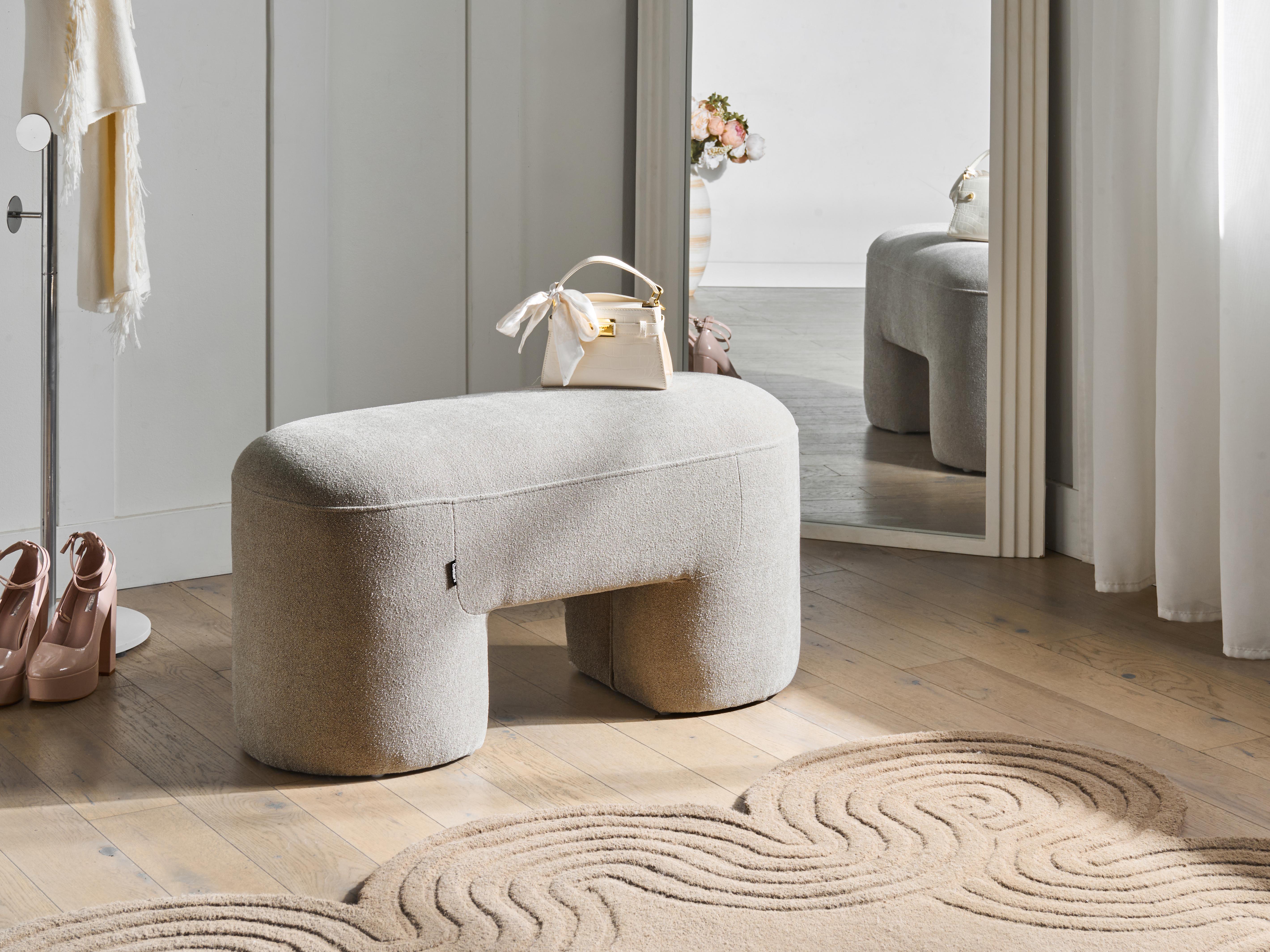 Bankje DECORAH Bouclé Lichtbeige