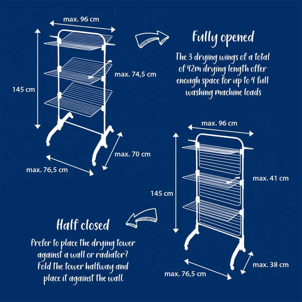 Leifheit Droogtoren Pegasus 420 Solid Comfort – 42 m drooglengte