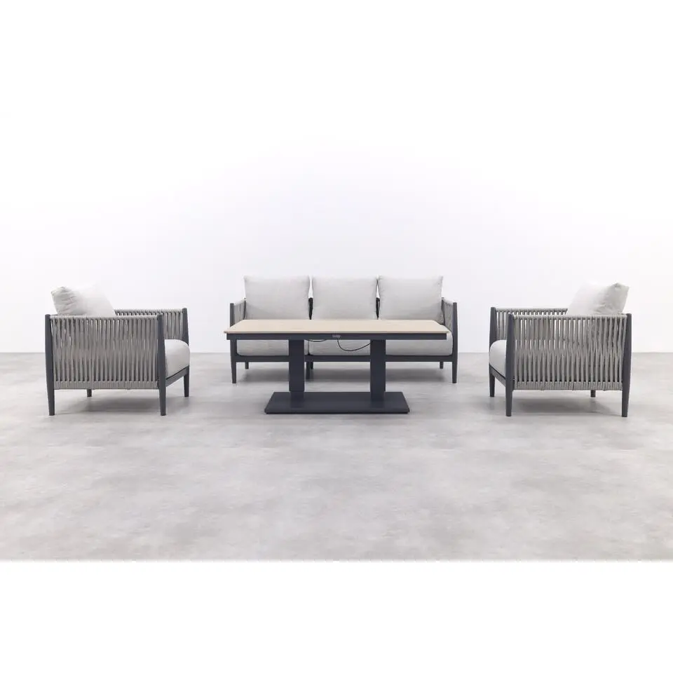 GI Diamo/Cyprus verstelbare stoel/bank lounge-diningset - Carbon Black/Zand