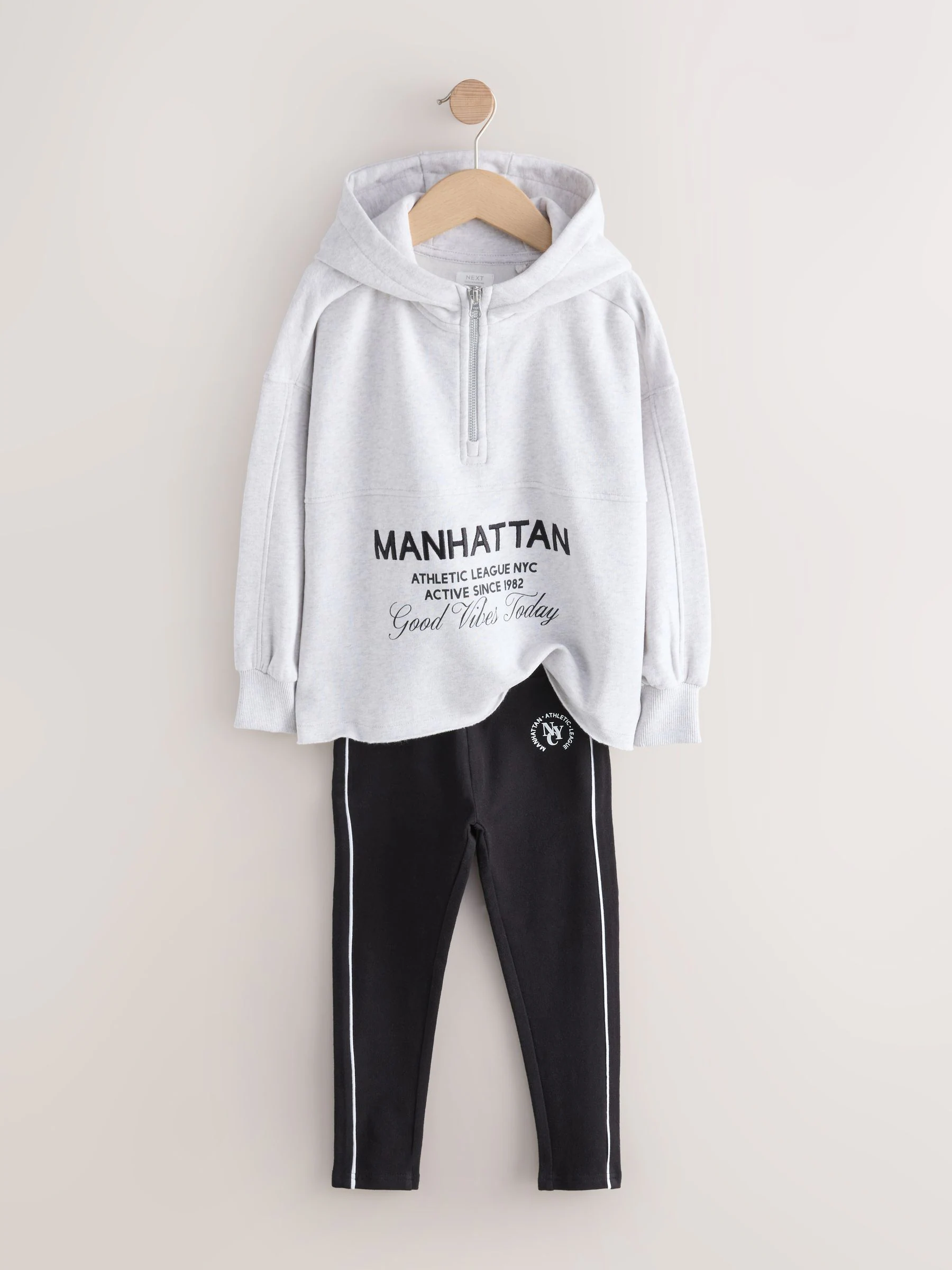 Grijs - Set van hoodie en legging met slogan (3-16jr)