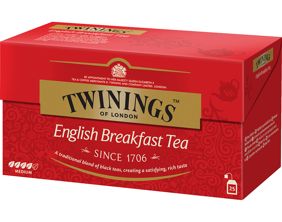 CHÁ TWININGS PRETO ENGLISH BREAKFAST 25 SAQUETAS 50G