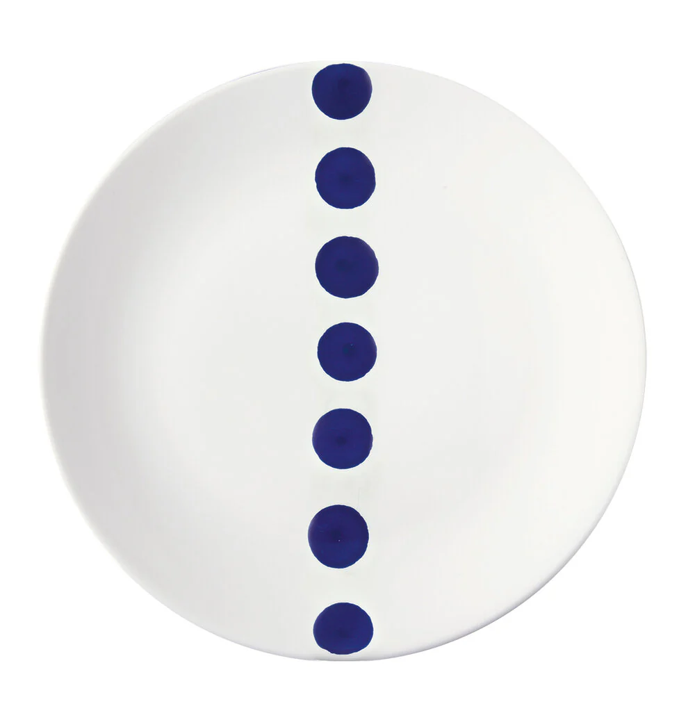 Easy Life  Håndmalet keramik frokosttallerken, Blue Punti - Ø20,5 cm
