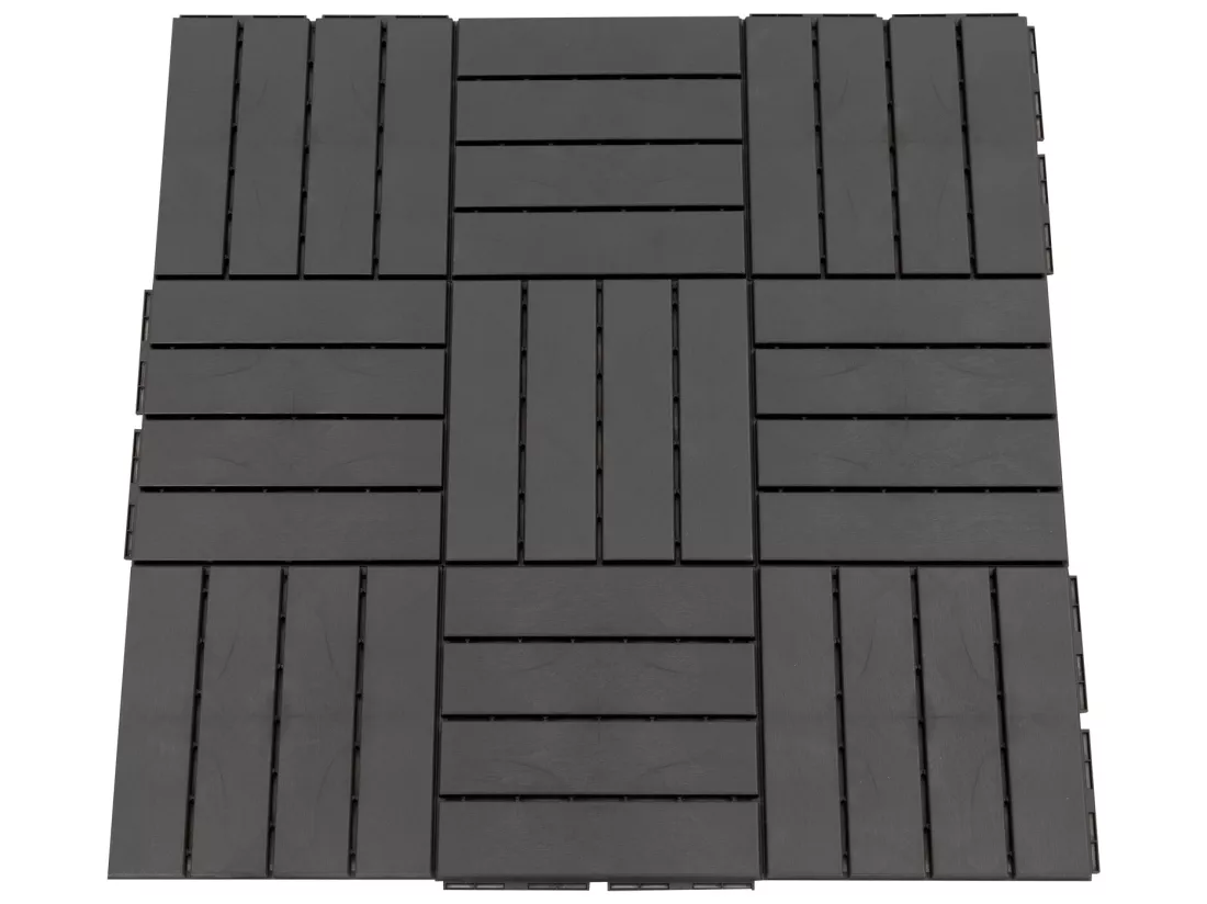 Caillebotis - dalles terrasse - lot de 9 - emboîtables, installation très simple - petits carreaux composite plastique imitation bois noir