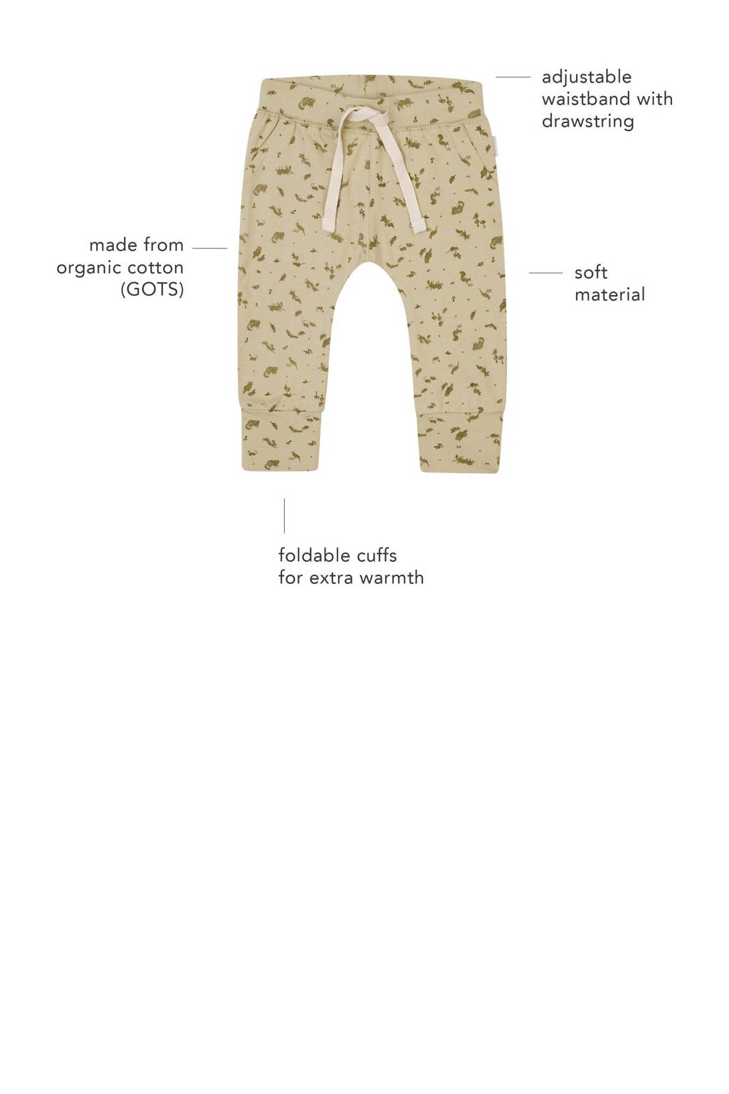 Noppies baby broek met all over print groen