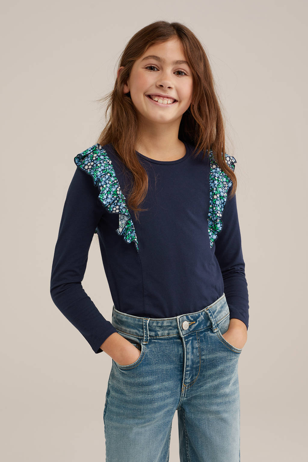WE Fashion longsleeve donkerblauw