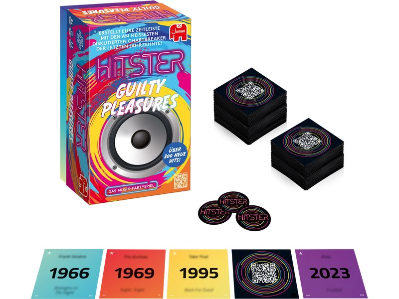 Jumbo Hitster – Guilty Pleasures Kartenspiel, Musik-Quiz für Erwachsene
