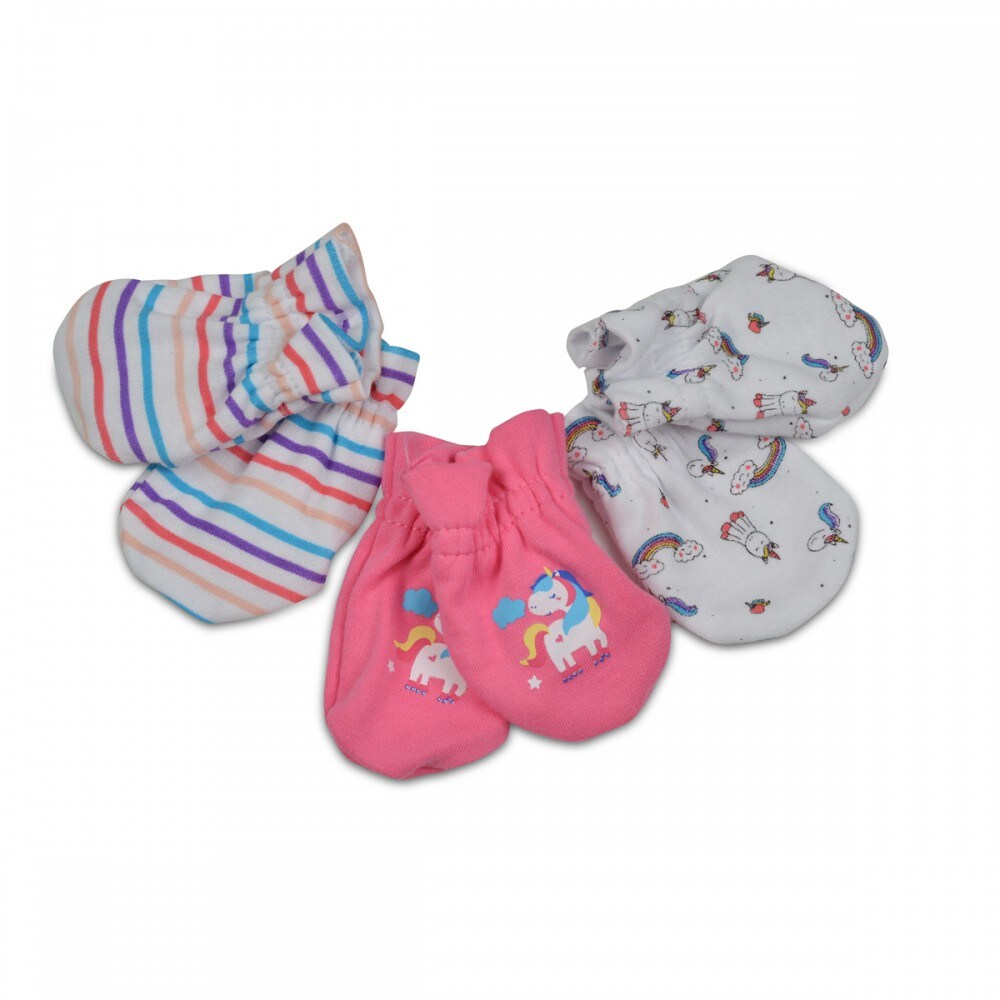 Cangaroo Baby-Fäustlinge Kay 3er Set, aus 100% Baumwolle, Erstlingshandschuhe rosa