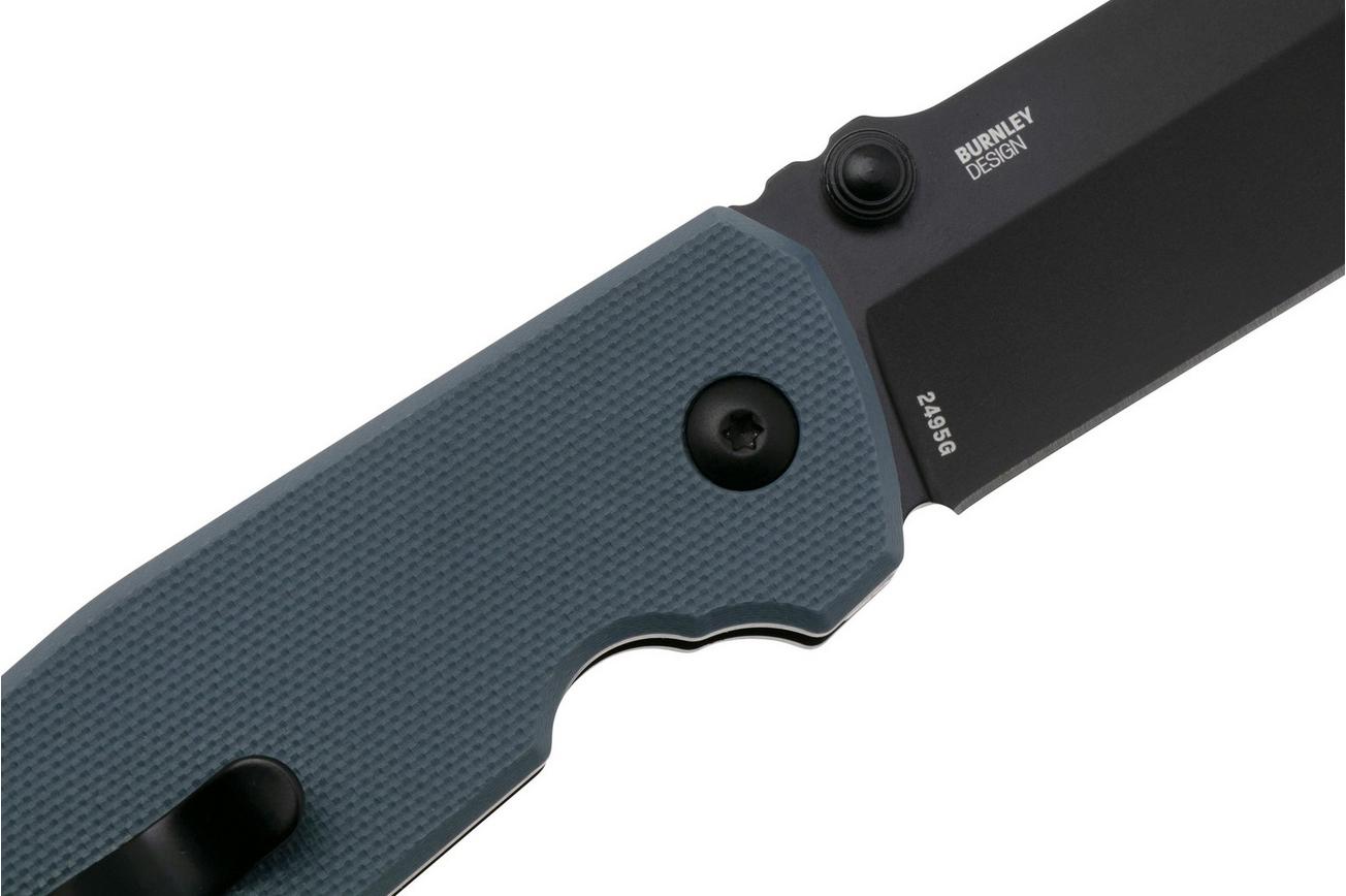 CRKT Squid XM Button Lock 2495G Black Oxide D2, Gray G10, zakmes, Lucas Burnley design