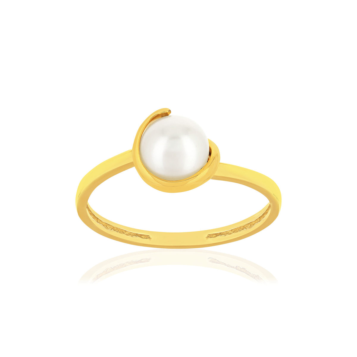 Bague or jaune 375 perle de culture de chine