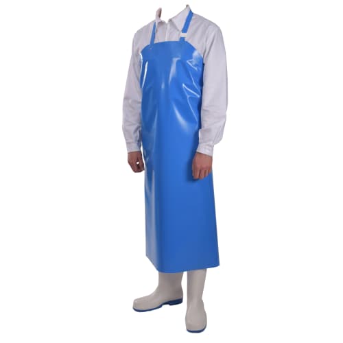 Tablier polyuréthane bleu Manulatex 90 x 115 cm avec attaches standards soudées