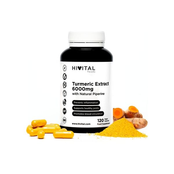Hivital Curcuma 6000 Mg Extrato 95% com Pimenta Preta 120 Comprimidos