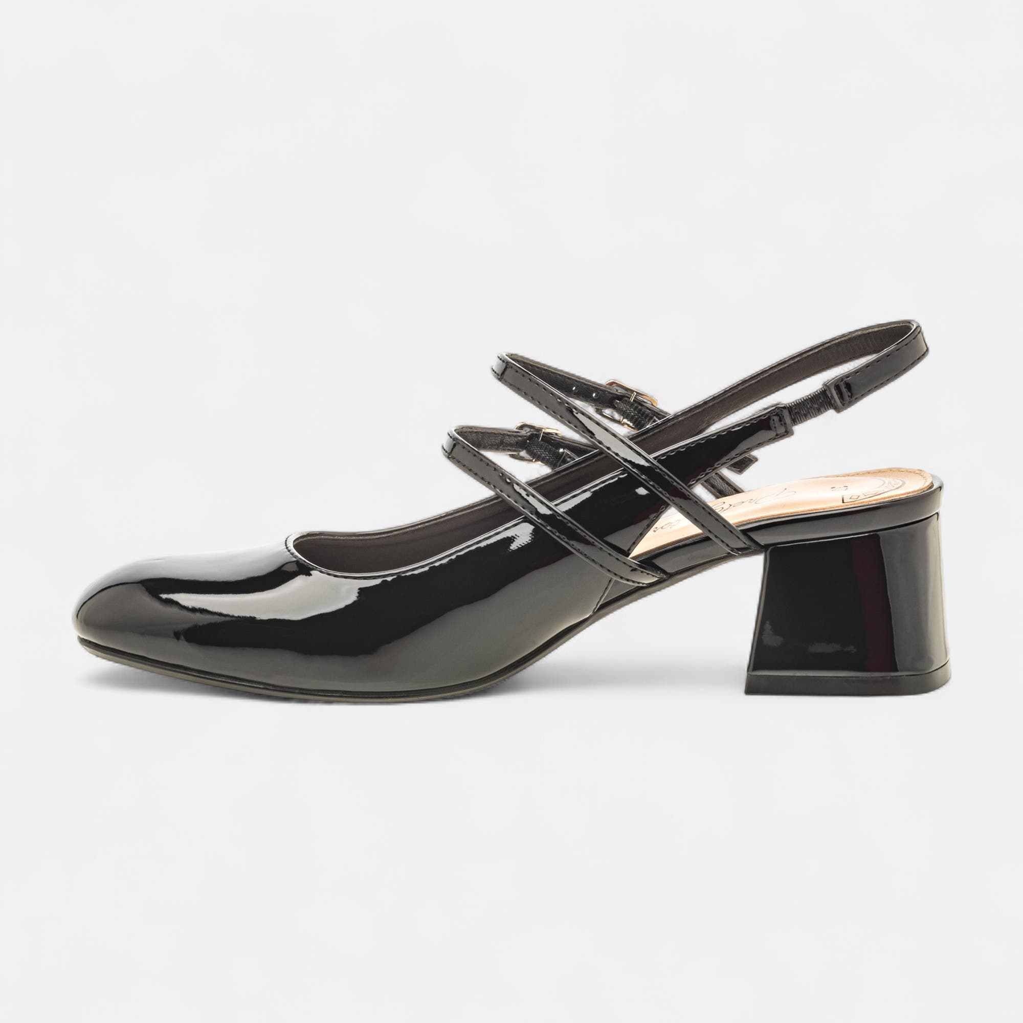 Escarpins avec bride arrière à talon Femme noir vernis