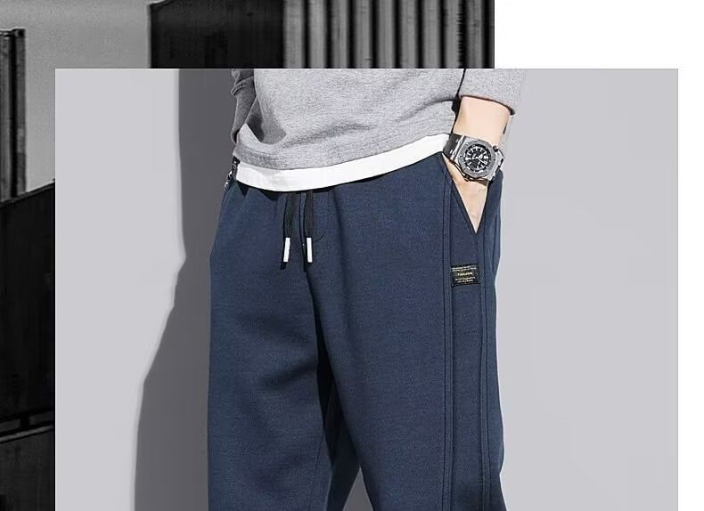 Craltuxe - Trekkoord taille effen paneel taps toelopende joggingbroek