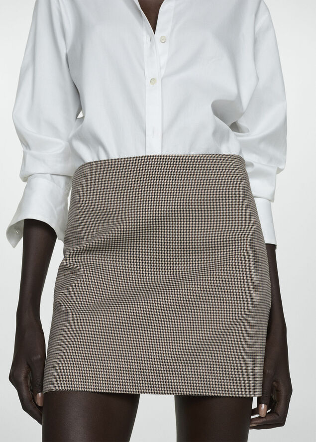 MANGO Houndstooth miniskirt Brown