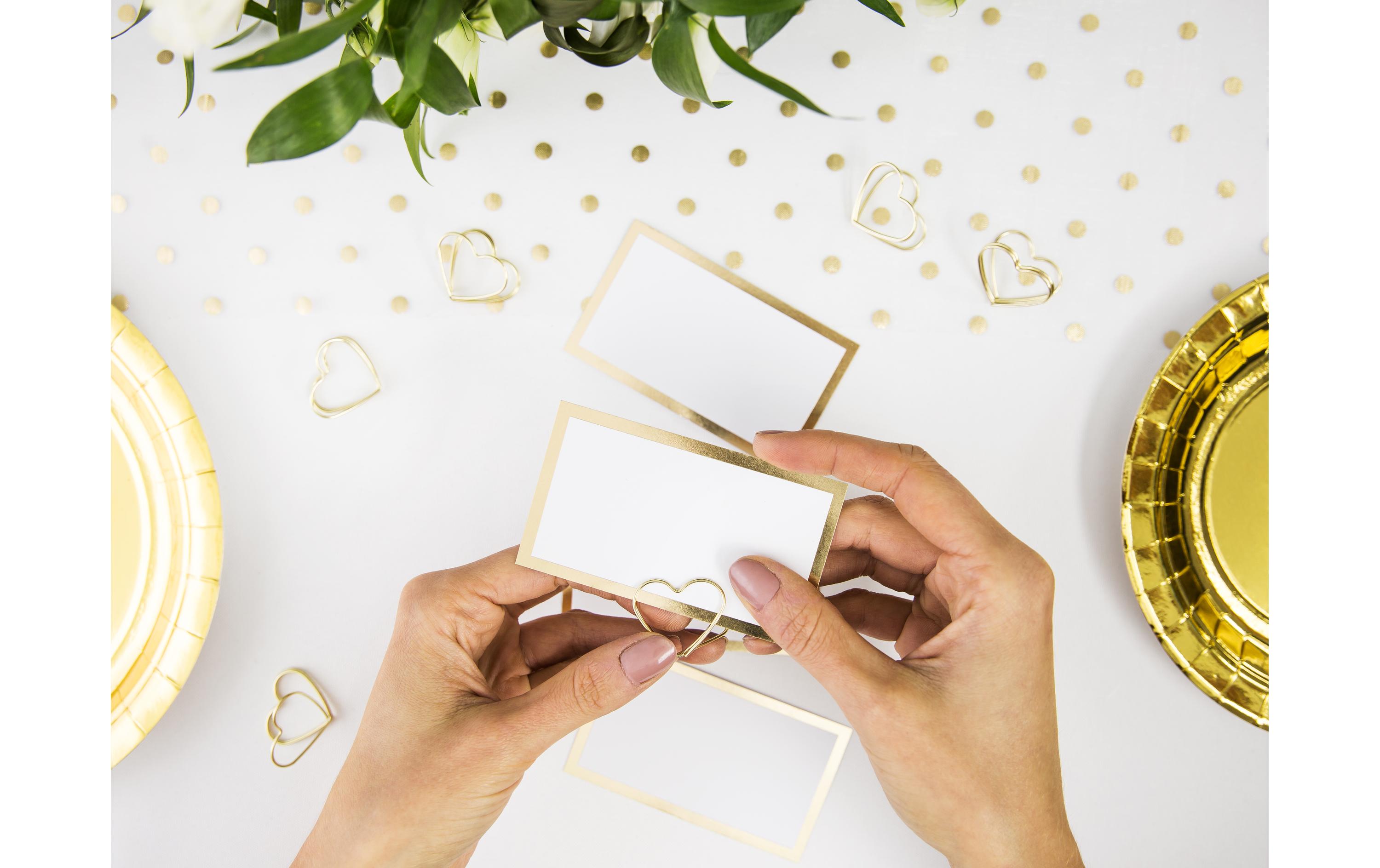 Tischkarte Blumenkranz 2.5 cm, 10 Stück, GoldTischkartenhalter für den gedeckten Tisch an der Hochzeit und Festen wie Geburtstagspartys oder Silvester