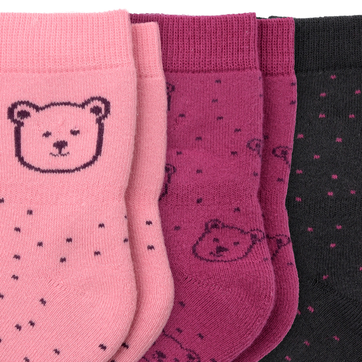 Topomini 3 Paar Baby Frottee-Socken mit Bärchen-Motiv rot