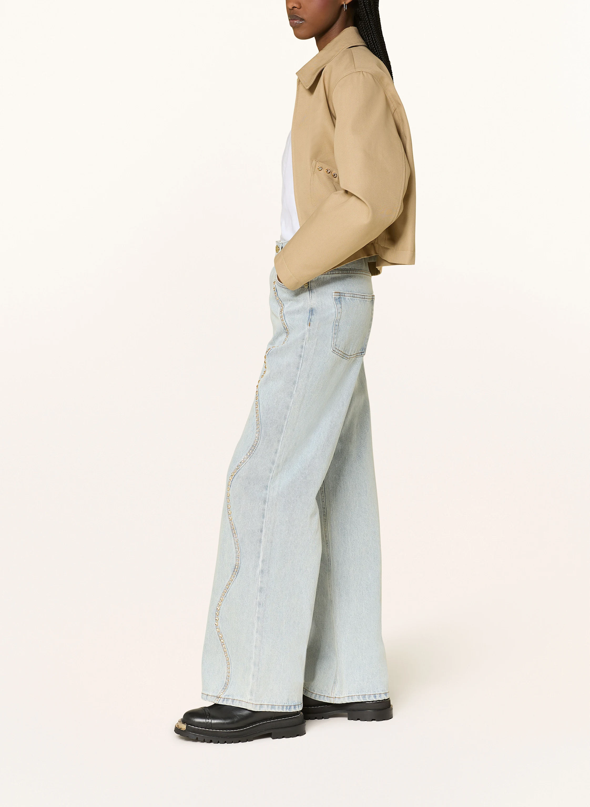 SANDRO Straight Jeans mit Schmucksteinen