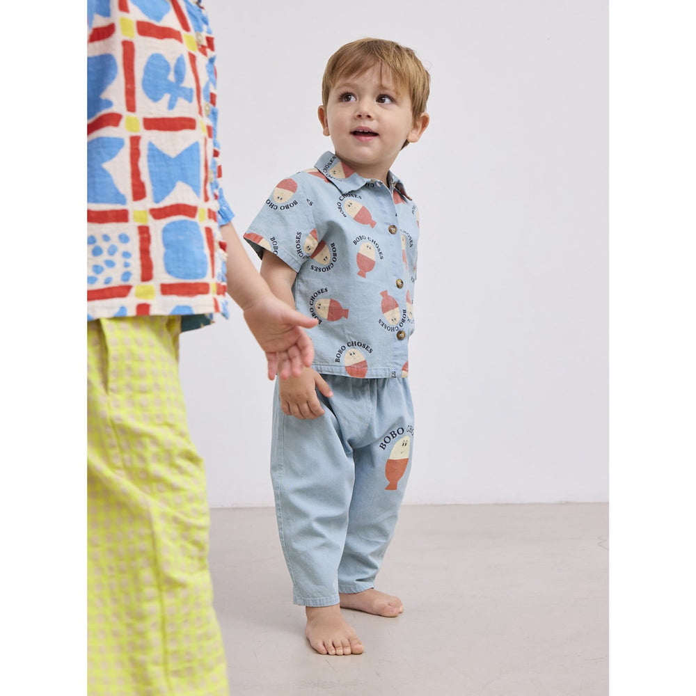 Køb Bobo Choses Lys Blue Morning Egg All Over Denim Skjorte