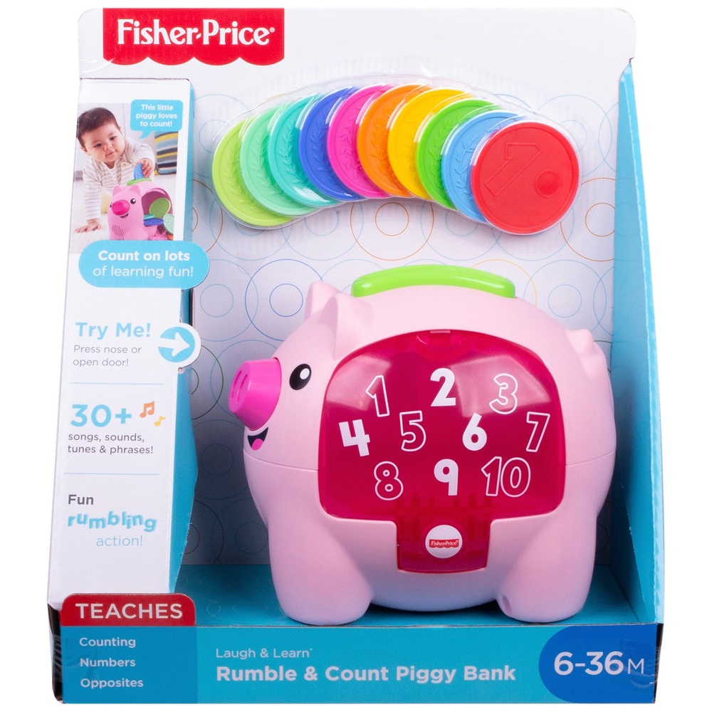 Fisher-Price Lachen & Lernen Zählen & Rumpeln Sparschwein Aktivitätsspielzeug