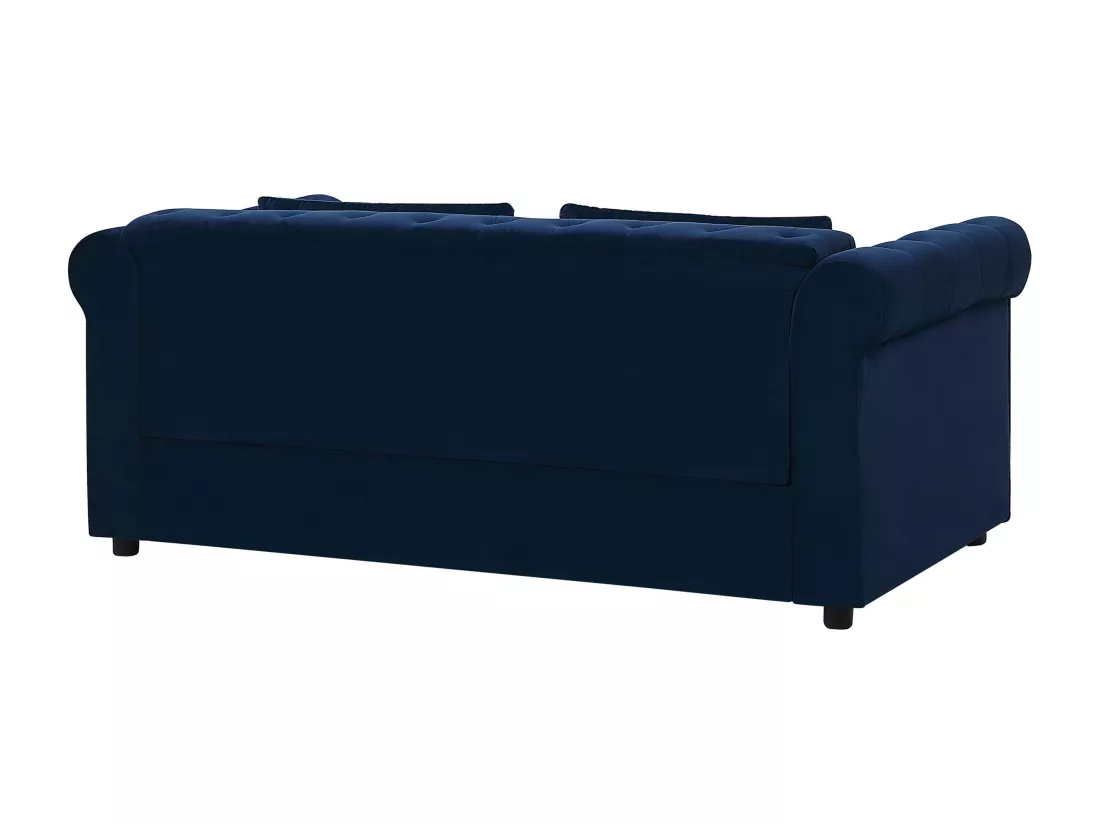 Canapé convertible 3 places en velours bleu foncé CHESTERFIELD