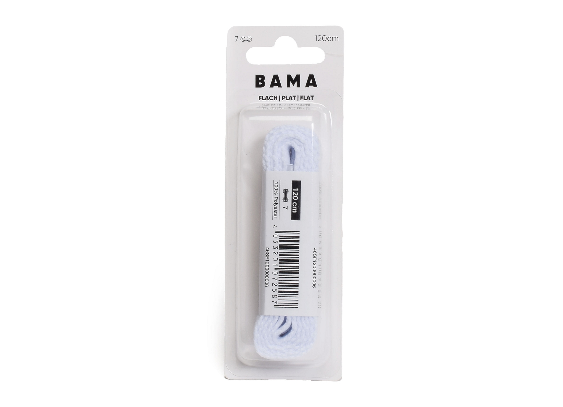 Lacet plat 120 cm blanc