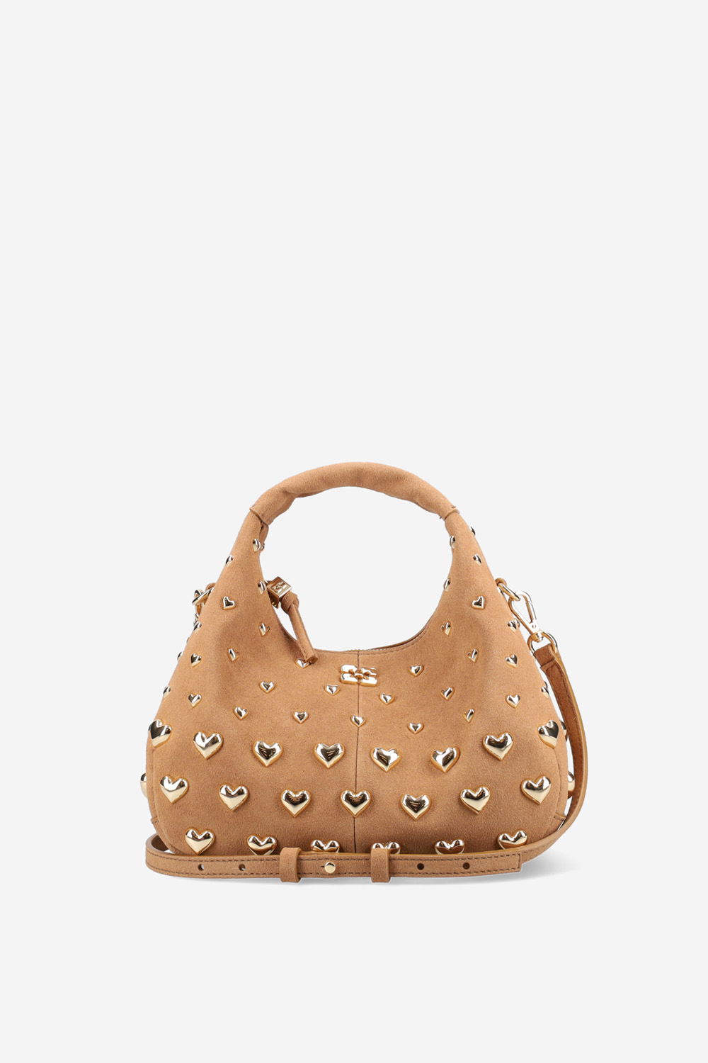 Hobo mini heart stud suede crossbody