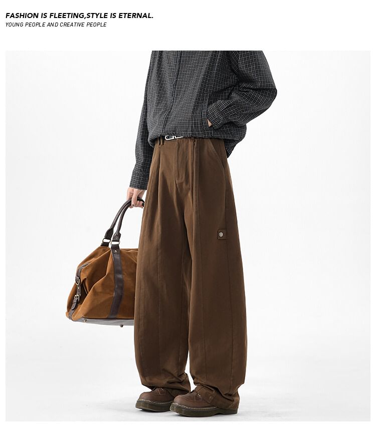 AXEN - Mid Rise Plain Straight Leg Broek