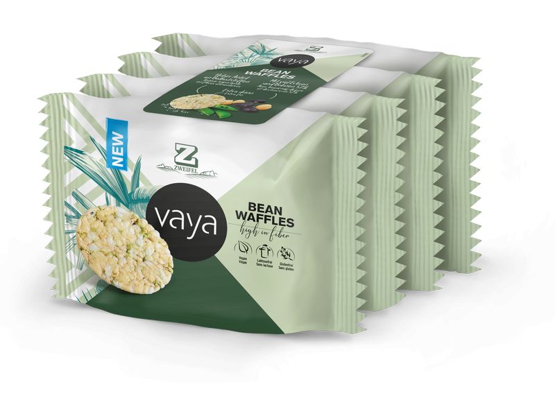 Zweifel Vaya Bean Waffles 4 x 17 g Hochwertige Waffeln auf Basis von Kichererbsenmehl